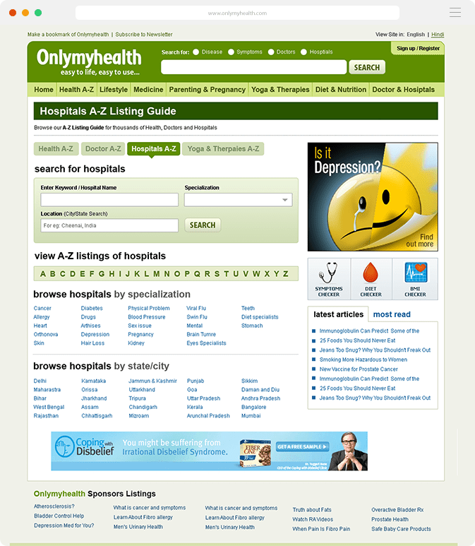 UI/UX design & HTML of Health Portal